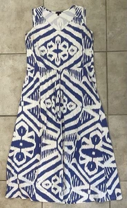 Talbots ärmelloses blau-weißes Maxikleid mit Ikat-Druck Tank Damen Übergröße X - Bild 1 von 5