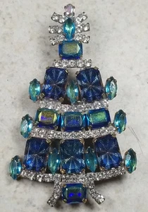 Broche prendedor árbol de navidad vintage firmado husar d pedrería de vidrio checo #4 - Imagen 1 de 6