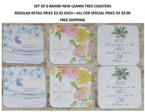 LEANIN TREE Set of 6 Coasters~Cork Backing~Each 3.75"x3.75"~As Pictured~ - Picture 1 of 1