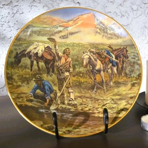 Charles M Russell 'Discovery of Last Chance Gulch' (1925) Gold Rimmed Porcelain - Picture 1 of 2