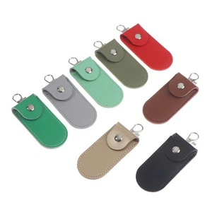 Pouch Bag Case Protective Leather With Keychain For Usb Flash Drive Memory St-BI - Afbeelding 1 van 14
