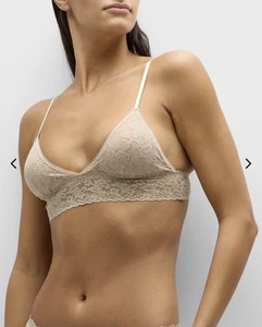 Reggiseno imbottito in pizzo firmato Hanky Panky taglia Small elasticizzato Chai beige pizzo NUOVO - Foto 1 di 4