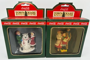 Christmas 2 Ornament Lot~Carolers & Snowbear~1994 Coca-Cola Town Square~Coke - Picture 1 of 4