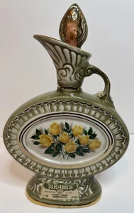 Vintage Jim Beam Whiskey Decanter Bourbon Bottle Floral Art 150 Months Empty - Picture 1 of 7