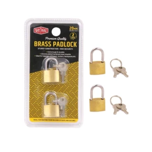 2x 20mm Heavy Duty Padlock Shackle Brass Luggage Lock Cut Resistance + 2 keys - Picture 1 of 1