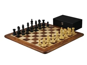 Sheesham Chess Set With Sheesham Flat Chess Board 20 Inch With Ebonised Fierce K - Picture 1 of 12
