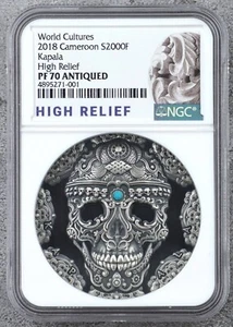 NGC PF70 2018 Cameroon World Cultures Series KAPALA 2oz Silver coin High Relief - Picture 1 of 3