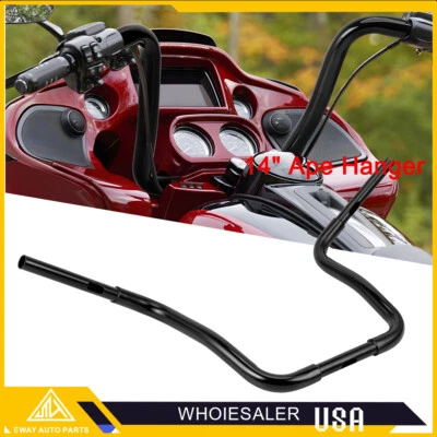 14" Rise Ape Hanger 1-1/4" Fat Bar Handlebar For Harley Touring Road King Glide - Image 1 of 4