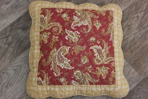 Isabella's Journey Paisley & Plaid Accent Quilted Throw Pillow Scalloped Edge VG - Picture 1 of 8