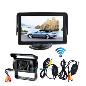 4.3" TFT LCD Monitor Car Rear View Kit + Wireless 18 IR Reversing Backup Camera - Picture 1 of 9