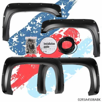 Guardabarros llamaradas aptas para 07-14 Chevy Silverado 1500 2500HD 3500HD remache de bolsillo Foto 1 de 4