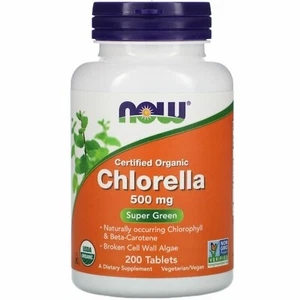 Chlorella organica NOW FOODS 200tabs de 500mg, el poderoso superalimento detox - Imagen 1 de 5