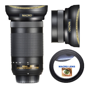 WIDE ANGLE LENS + MACRO FOR Nikon AF-P DX NIKKOR 70-300mm f/4.5-6.3G ED Lens