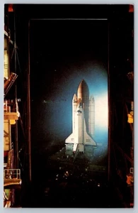NASA Shuttle Discovery Viewed From VAB, Kennedy Space Center Florida Postcard - Picture 1 of 2