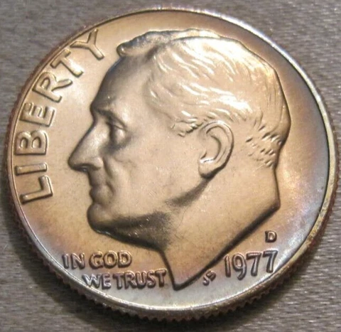 ALBUM TONED AS SHOWN - 1977 D UNCIRCULATED ROOSEVELT DIME *** 801 Cover