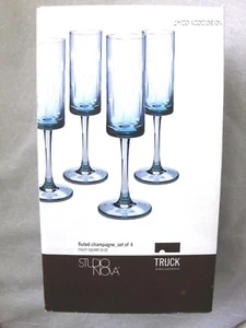 Studio Nova Champagne Flute Set of 4 Foley Square Blue - Picture 1 of 2