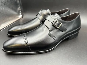 Mezlan Size 11 M Leather Monk Black Spain Dress Shoes MEN'S - Picture 1 of 7