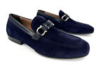 Salvatore Ferragamo Tucker Navy Blue Suede Leather Gancini Loafers US 6 - EU 40