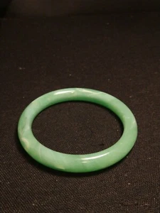 Vintage Jade Glass Round Bracelet 3 Inches - Picture 1 of 8