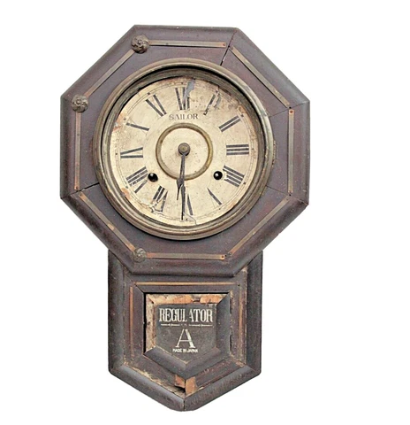 OLD VINTAGE SAILOR BRAND REGULATOR PENDULUM WALL  WOODEN FRAME  CLOCK  JAPAN Cover
