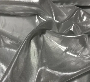 Silver Metallic Silk Lame Chiffon Fabric - Picture 1 of 1