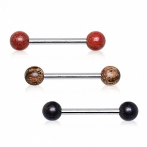 Organic Wood Ball Nipple Piercing - Picture 1 of 1