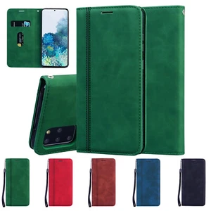 Retro Leather Flip Card Wallet Stand Magnet Case Cover For Samsung Galaxy Phones - Picture 1 of 15