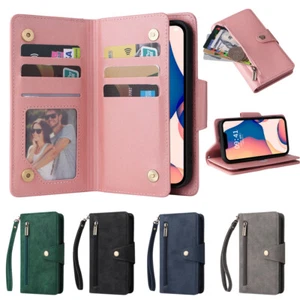 For iPhone 17 15 12 11 13 14 X 8 7 6 Luxury Leather Wallet Phone Case Flip Cover - Picture 1 of 16