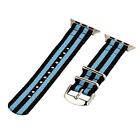 Black/Sky Blue- 2 Piece Classic SS Nylon Watch Band for 38mm Apple Watch
