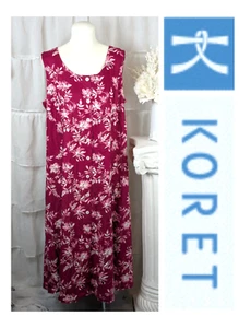 Vestido midi Koret Borgoña Floral Sin Mangas con Botones Espalda Calada Rayón PXL - Imagen 1 de 8