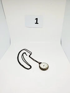 Vintage Pocket Watch Pendant Necklace w Long Chain - Picture 1 of 8