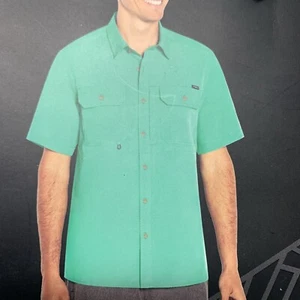 Eddie Bauer Men's Woven Short Sleeve Tech Shirt Starling Turquoise Size Small XL - Picture 1 of 2