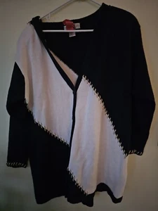 Segue Woman's Cardigan Sweater Navy And White Sz 2XL 18-20 Y2k Vtg Preppy - Picture 1 of 11