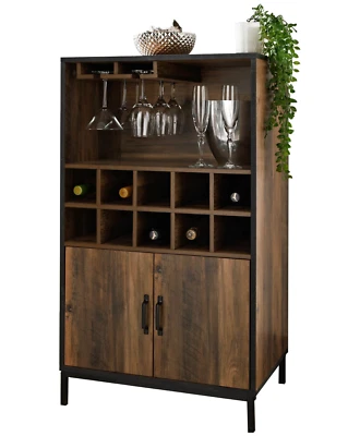 Wine Rack Bar Drink Bottle Storage Shelves Glass Holder Free Standing Wooden-519 - Image 1 of 4