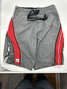ONeill Youth 26 Board Shorts Swim Trunks used Gray/Red - Picture 1 of 4