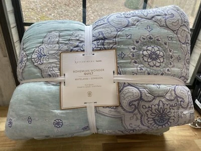 Pottery Barn Teen Bohemian Wonder Quilt~Full/Queen~Matelasse Aqua - Image 1 of 4