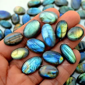 Lotto pietre preziose cabochon 1/2 kg taglia gratuita forma ovale labradorite 8-15 mm 270+pz - Foto 1 di 14