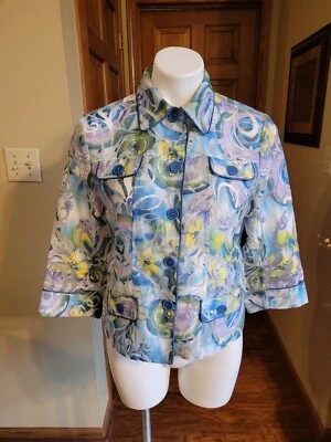 Erin London куртка чистый мульти синий фиолетовый / желтый. MED - Изображение 1 из 3