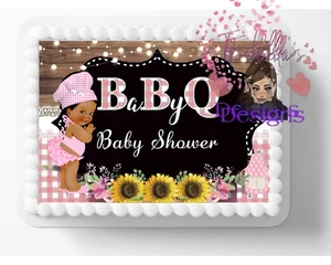 Baby Q BBQ Verano Picnic Baby Shower Imagen Comestible Decoración de Pasteles Esmerilado Hoja-1 - Imagen 1 de 2