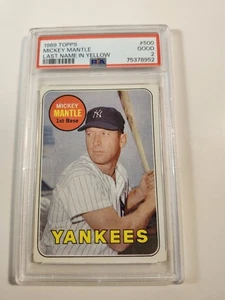 1969 Topps - Mickey Mantle #500 Last Name in Yellow PSA 2 GOOD - Bild 1 von 3