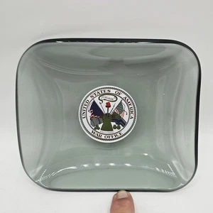United States Of America War Office Smoke Gray Glass Ashtray / Trinket Dish 1778 - Picture 1 of 11