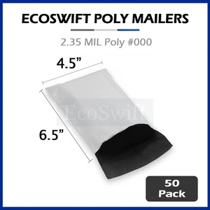 Buste per spedizioni 50 - 6,5 x 4,5 EcoSwift Poly Buste Autosigillanti 2,35 MIL - Foto 1 di 5