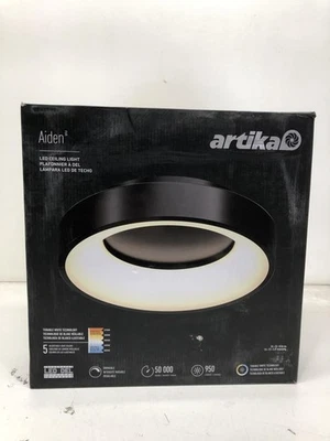 Artika Aiden 13 in. Black LED 5 CCT Flush Mount Ceiling Fixture New - Image 1 of 3
