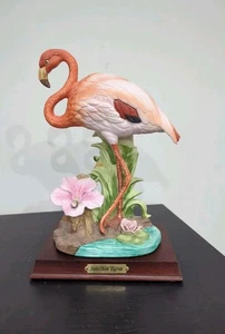 J Byron Porcelain Flamingo Figurine 9" 1985 w/ Stand Tropical *Small FLAW - Picture 1 of 11