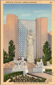 1939 GGIE Expo Feria Mundial de San Francisco Postal "Estatua de Pacifica" LINO - Imagen 1 de 2