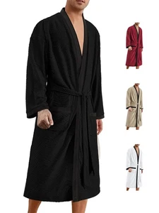 Men's Pajamas Jacquard Robe Kimono Bathrobe Nightgown Sleepwear - Picture 1 of 11