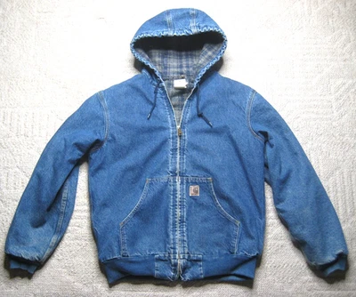 Винтажный Carhartt джинсовой ткани с капюшоном Jean куртка J139 DST средний как можно скорее Rocky пожалуйста прочитайте - Изображение 1 из 4