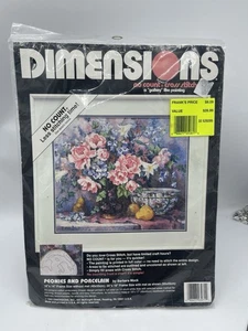 Dimensions No Count Cross Stitch Kit Peonies & Porcelin 16" x 14" New 1992 - Picture 1 of 4