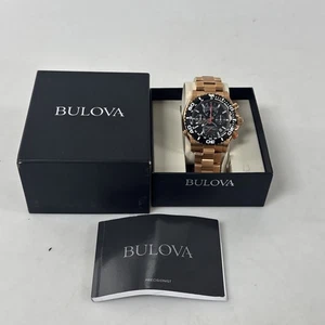 Bulova Icon Precisionist Men's Rose Gold Watch, Black Dial, 98B213 - Picture 1 of 20