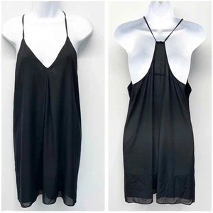Alice and Olivia Fierra Racerback Dress Black Silk Quiet Luxury Capsule Size S/M - Picture 1 of 6